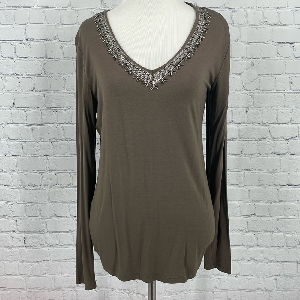 Miss Me Bedazzled Sparkly Long Sleeve 100% Modal Small Top